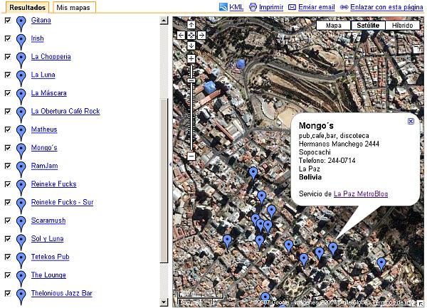 Pubs de La Paz en Google Maps