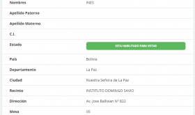Resultado de consulta sobre la mesa electoral